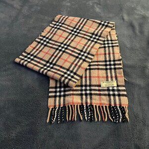Burberry Tan and Black Checkered Scarf